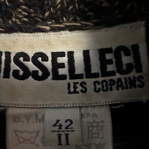 Les Copains Wool Ribbed Marled Sweater in olive green mix, sz 42 France/M US - Picture 3 of 6